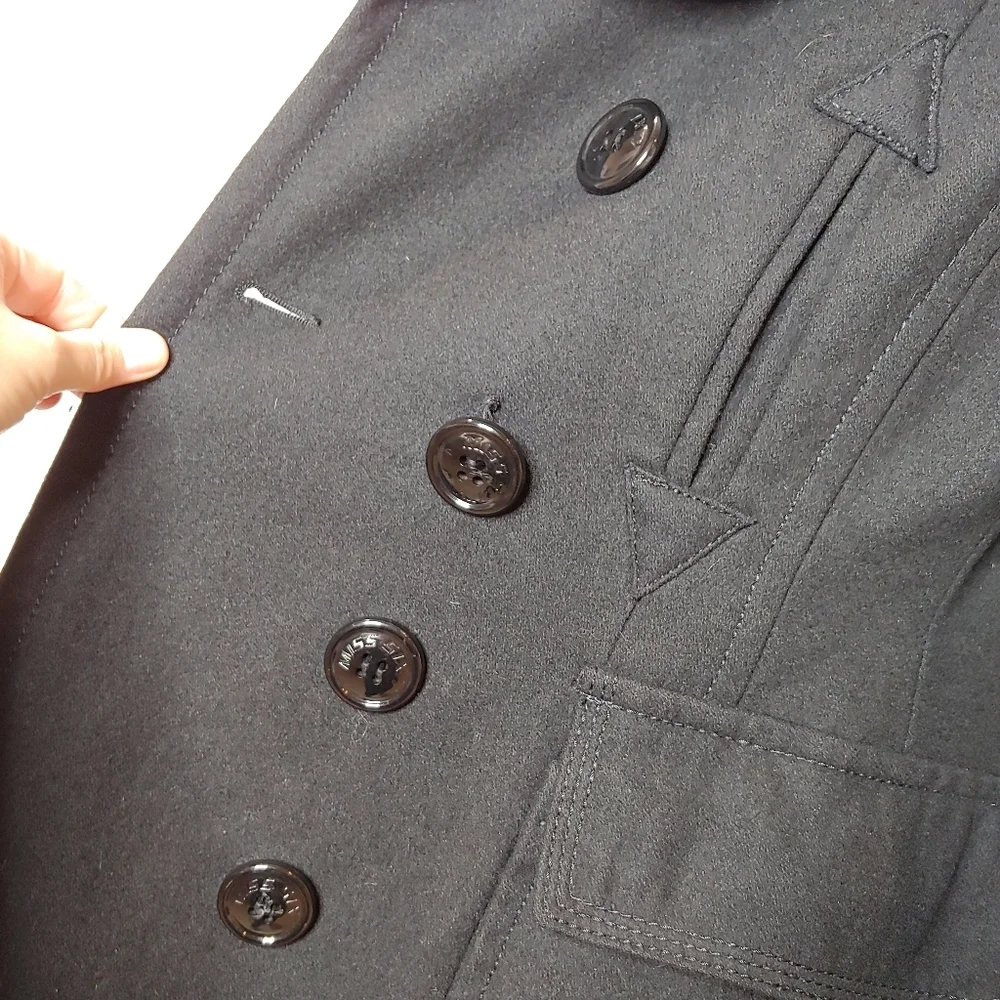 M60 Miss‎ Sixty Wool Blend Double Breasted Fitted Peacoat Black XS